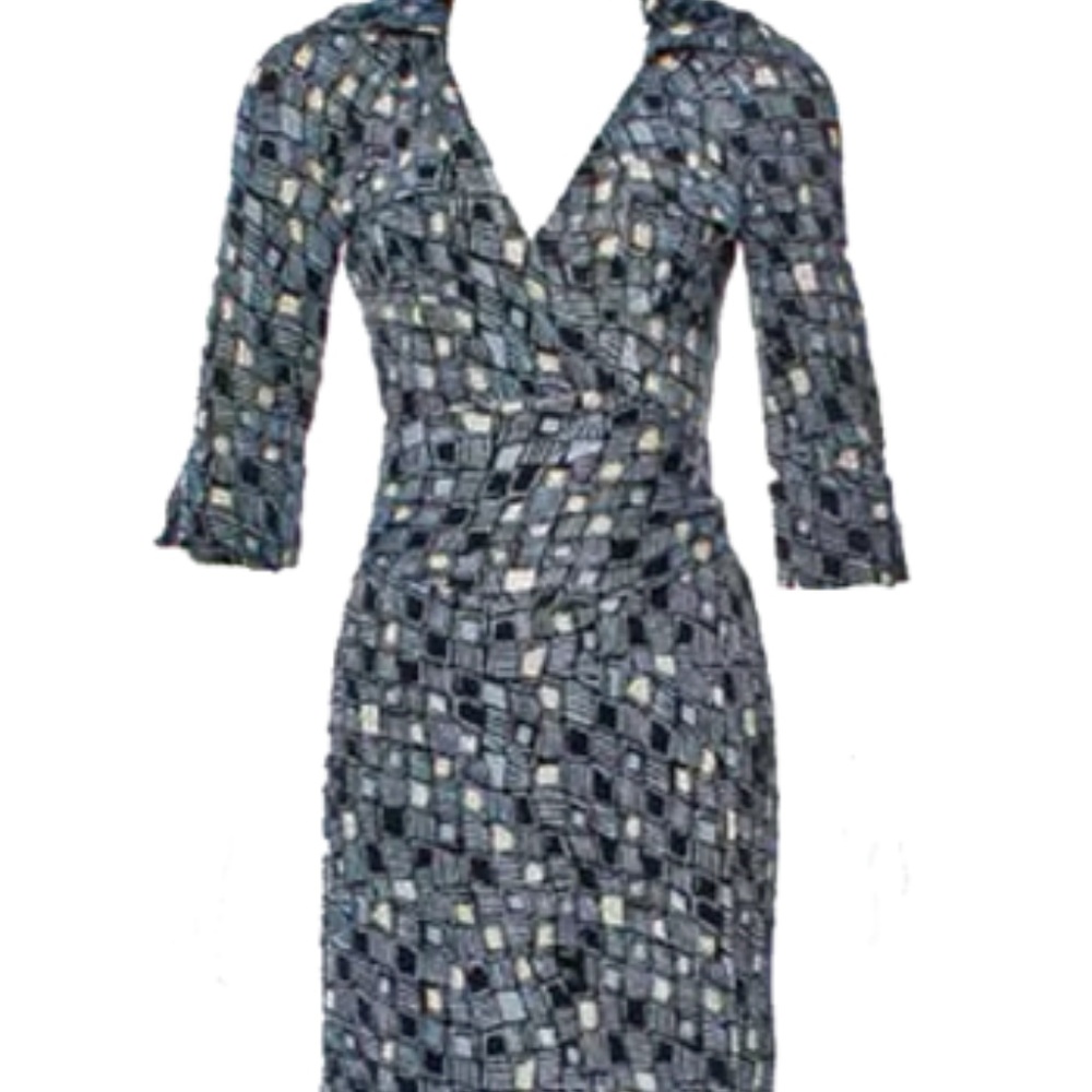 DVF Blue and White "Denise" iconic wrap dress